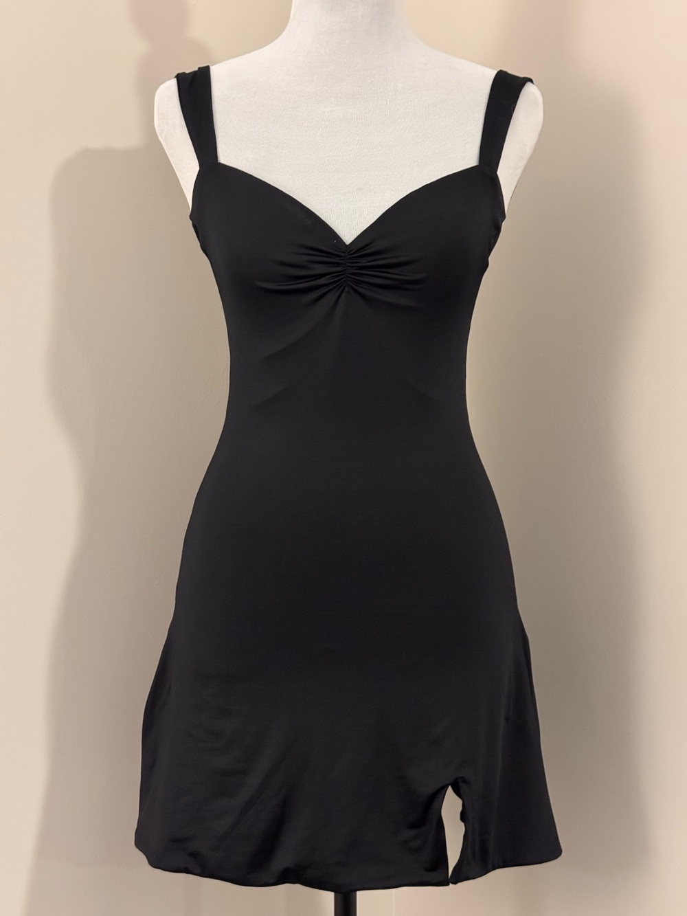 Oh Polly Black Ruched Bust Open Back A-Line Mini Dress Size 4